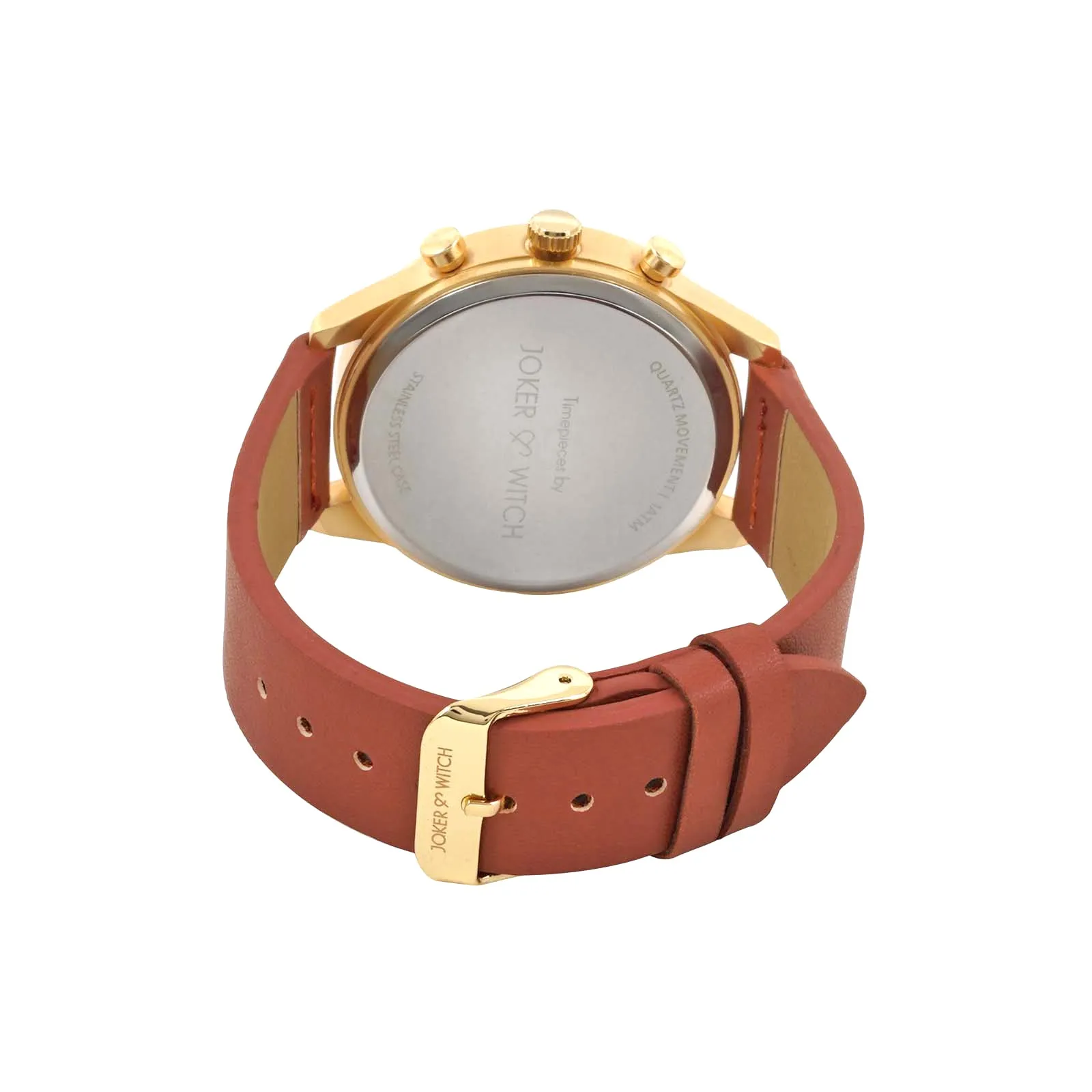 Spectra Blue Dial Brown PU Strap Watch