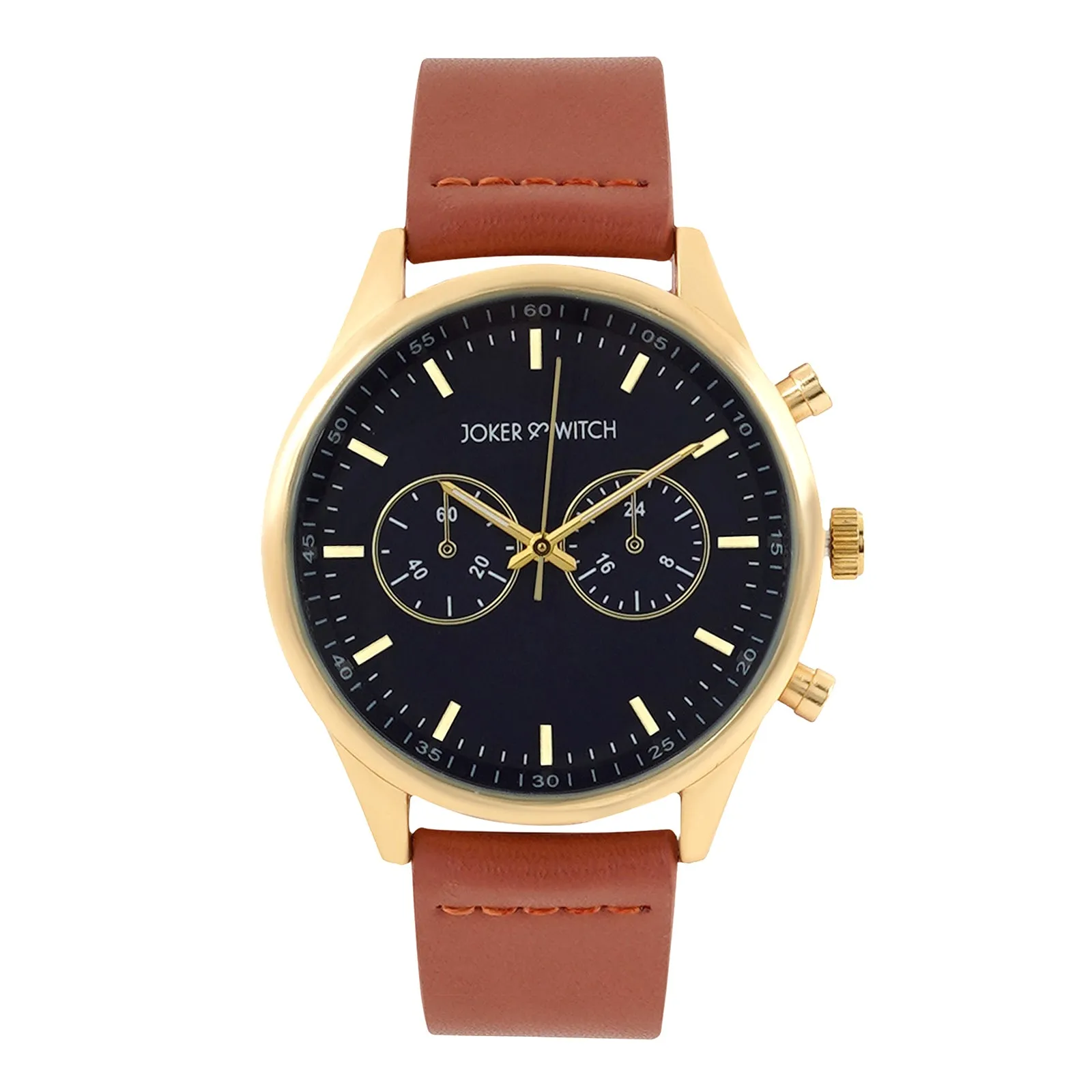 Spectra Blue Dial Brown PU Strap Watch