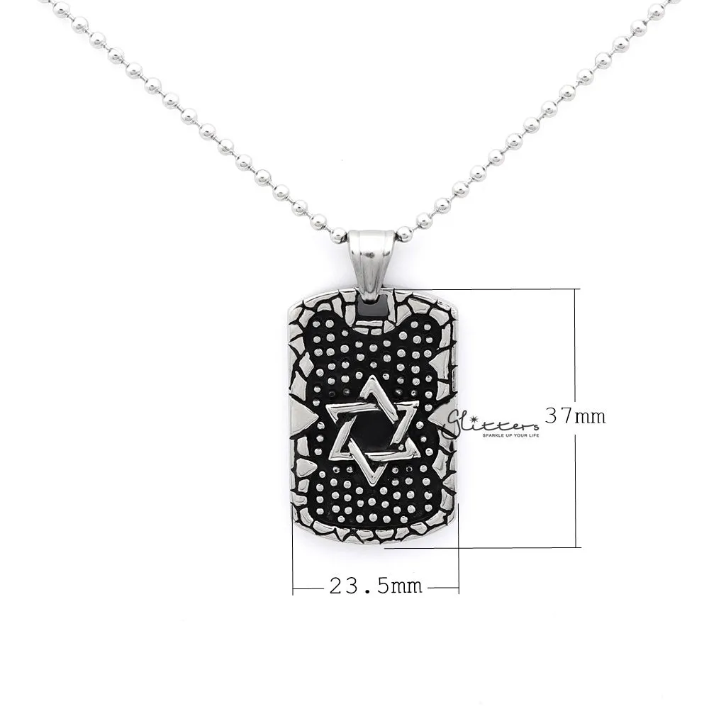 Stainless Steel Star of David Tag Pendant