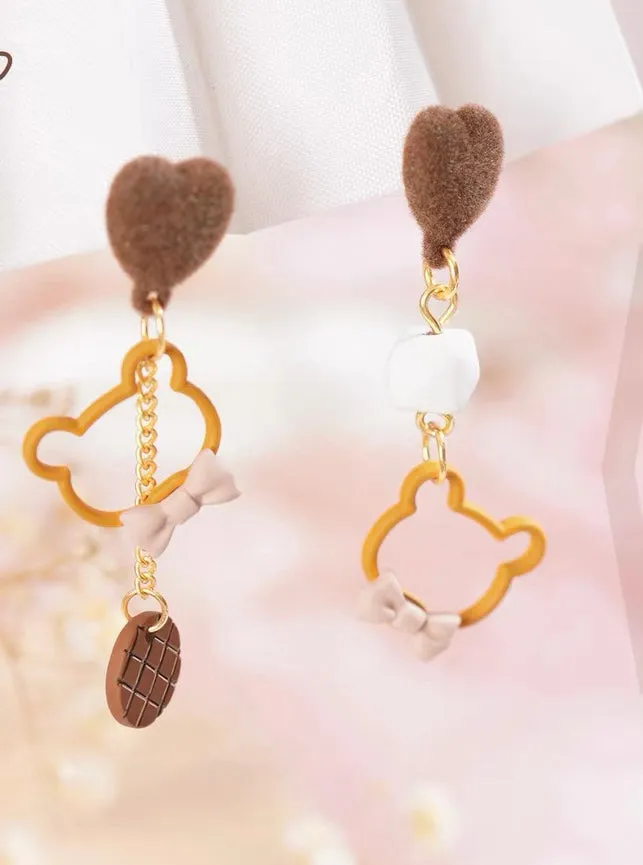 Sweet Bear And Heart Earrings/Clips PN6456