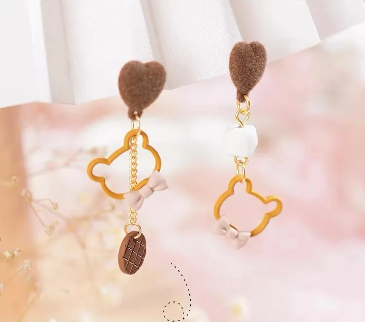 Sweet Bear And Heart Earrings/Clips PN6456