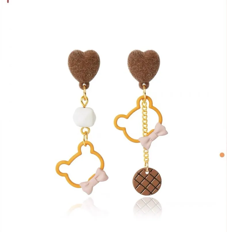 Sweet Bear And Heart Earrings/Clips PN6456