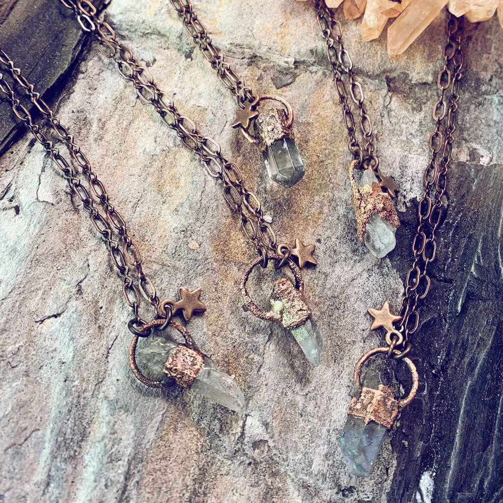 synchronicity // copper electroformed quartz crystal pendant necklace