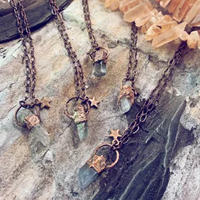 synchronicity // copper electroformed quartz crystal pendant necklace