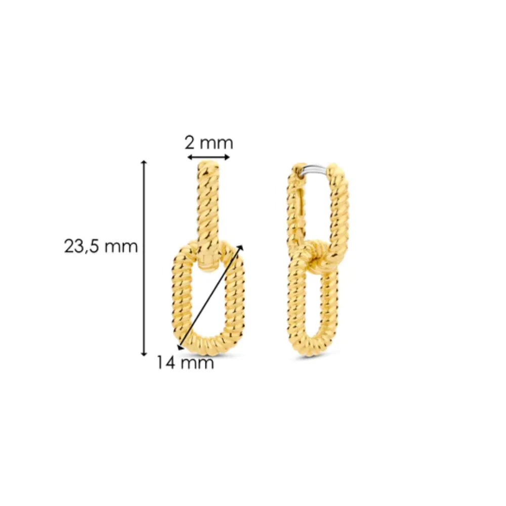 Ti Sento Textured Double Link Drop Earrings