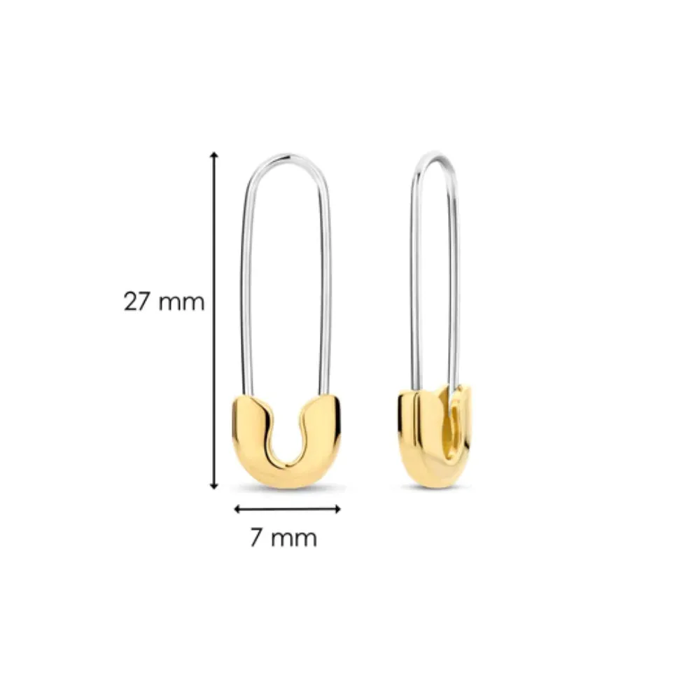 Elegant Ti Sento Two-Tone Safety Pin Earrings