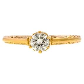 Vintage Engagement Solitaire Ring, RBC 0.33ct.