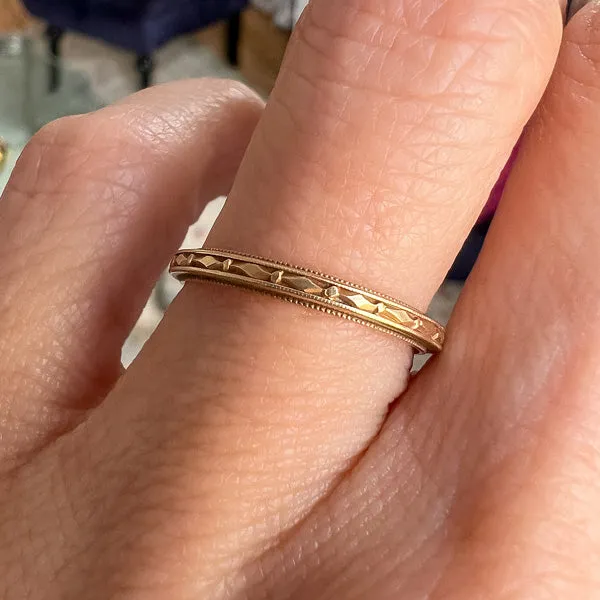 Vintage Patterned Wedding Band Ring