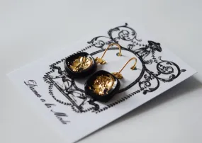 Warrior Intaglio Earrings - Black and Gold