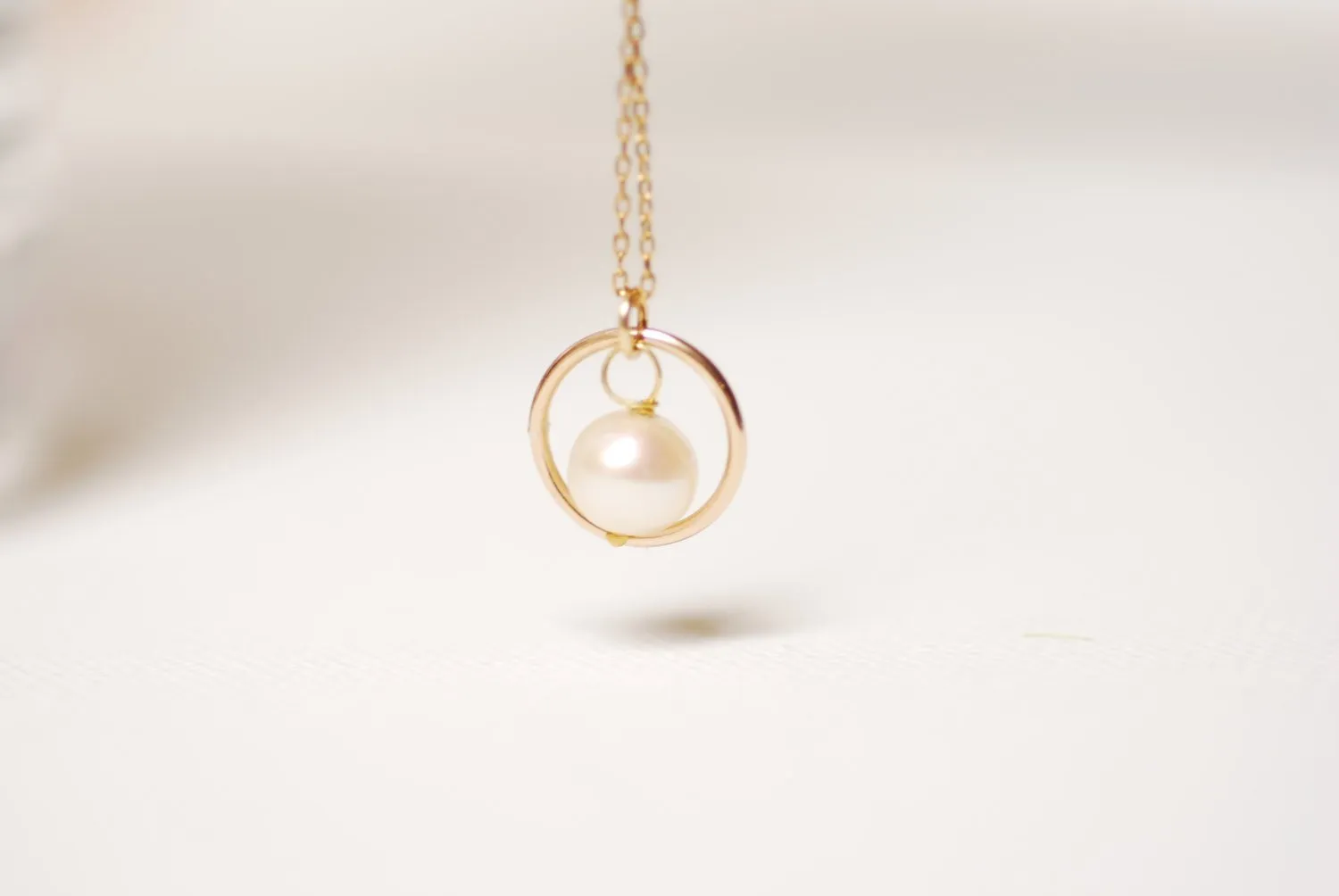 Wholesale Gold Eternity Pearl Necklace,Karma Pearl Necklace,Ring around Pearl Necklace,Handmade Pearl Necklace,Dainty Pearl Necklace,Circle Pearl