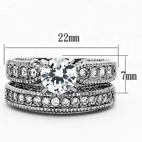 WildKlass Stainless Steel Wedding Ring High Polished (no Plating) Women AAA Grade CZ Clear