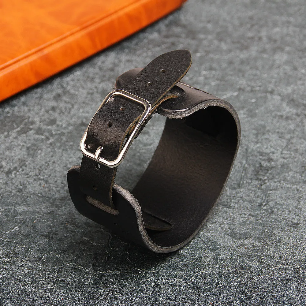 Wolf Sigil Leather Bracelet