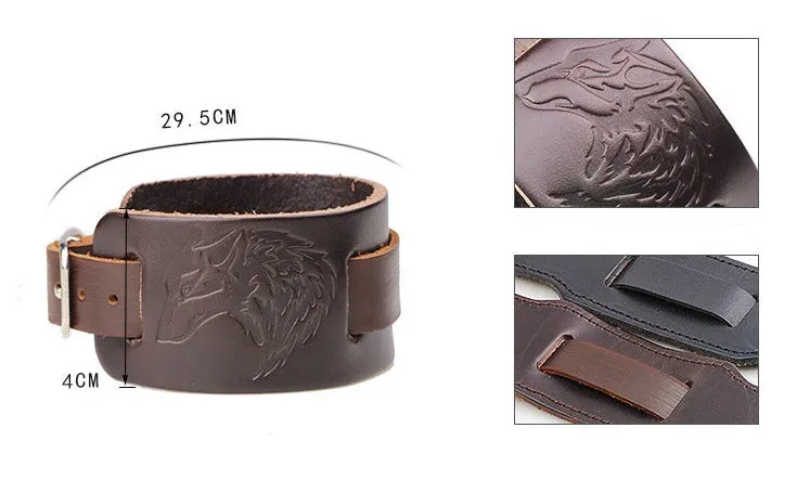 Wolf Sigil Leather Bracelet